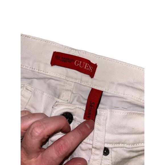 Guess Los Angeles Women Jeans‎ Size 30x32 White Denim Y2K Mid Rise Skinny - Picture 8 of 11